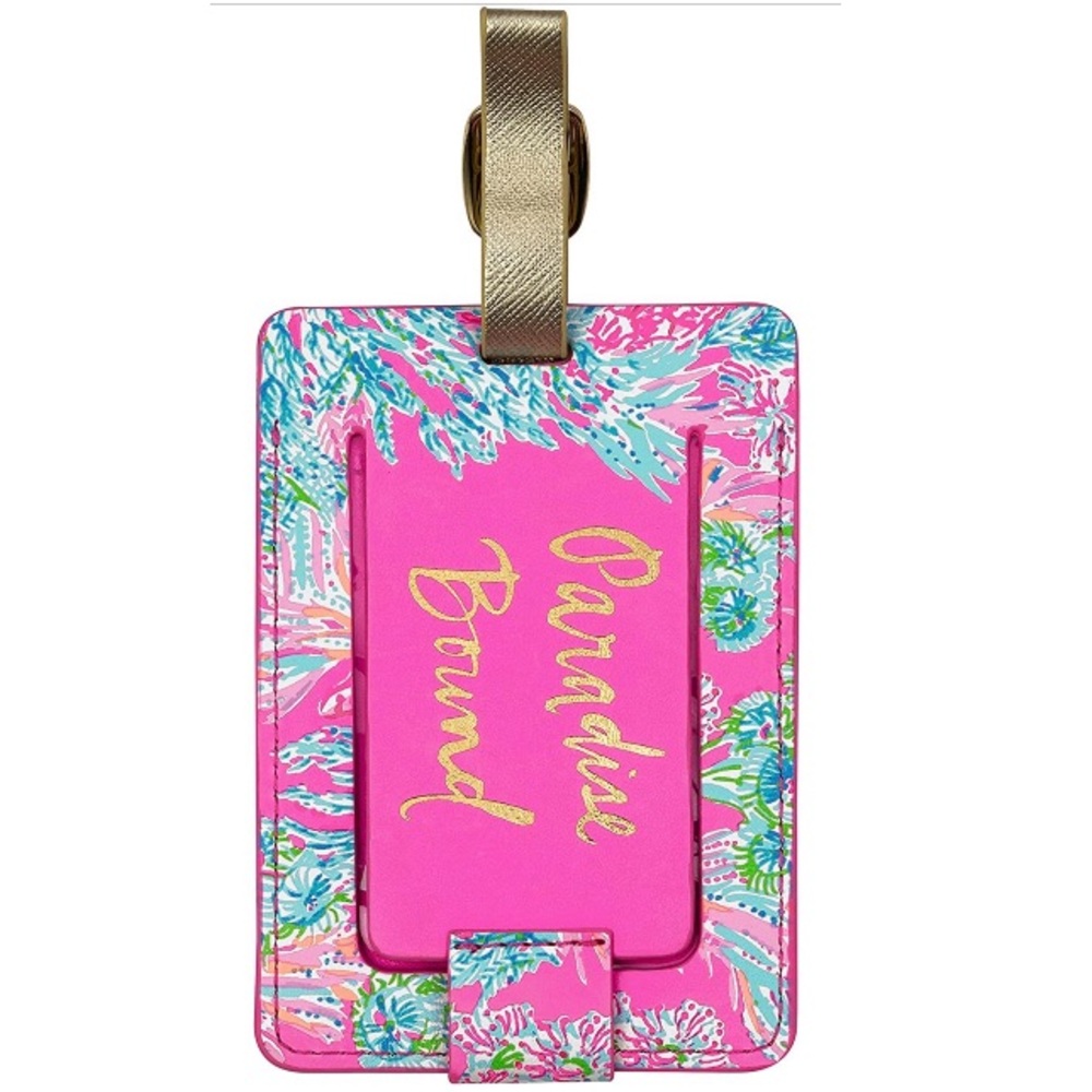 Lilly Pulitzer Leatherette Luggage Tag with Secure Strap In Seaing Thing